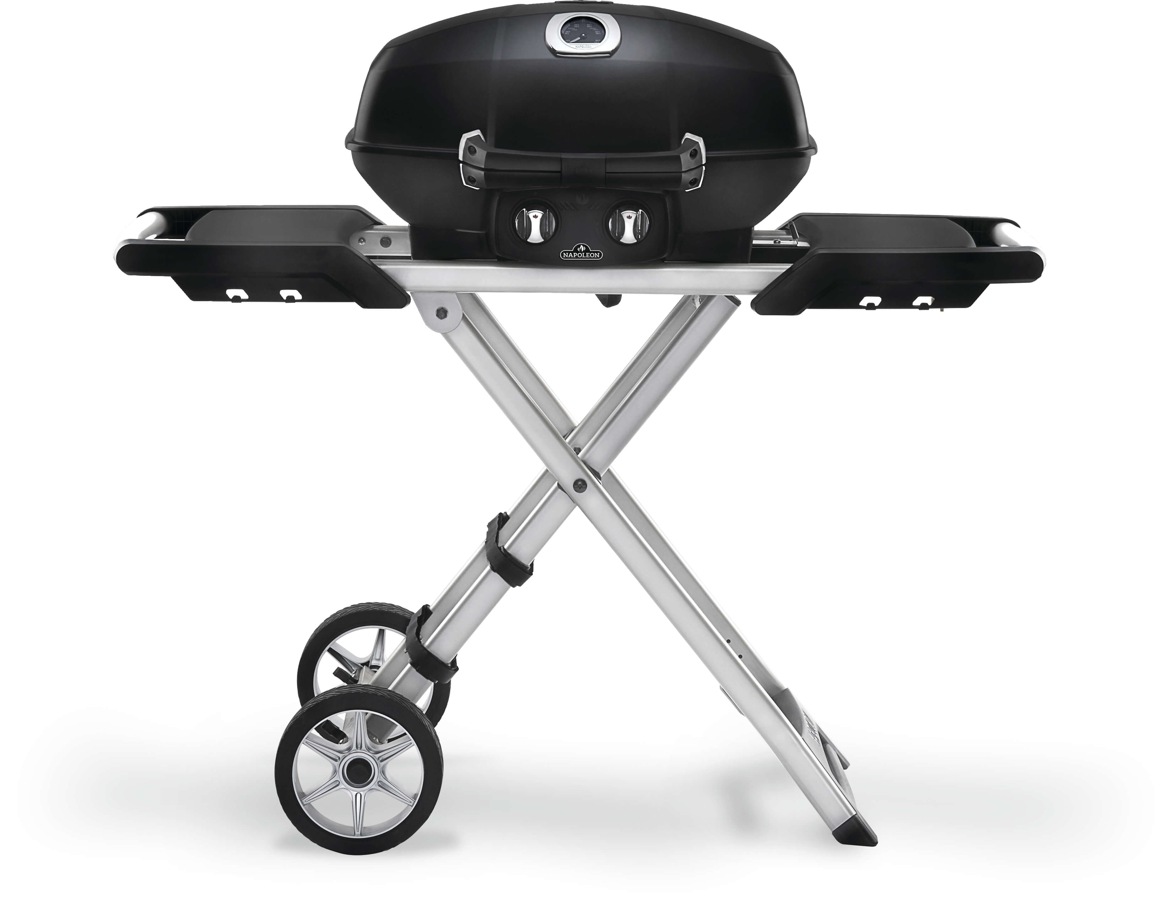 TravelQ™ PRO285X Portable Propane Gas Grill with Scissor Cart |  Black