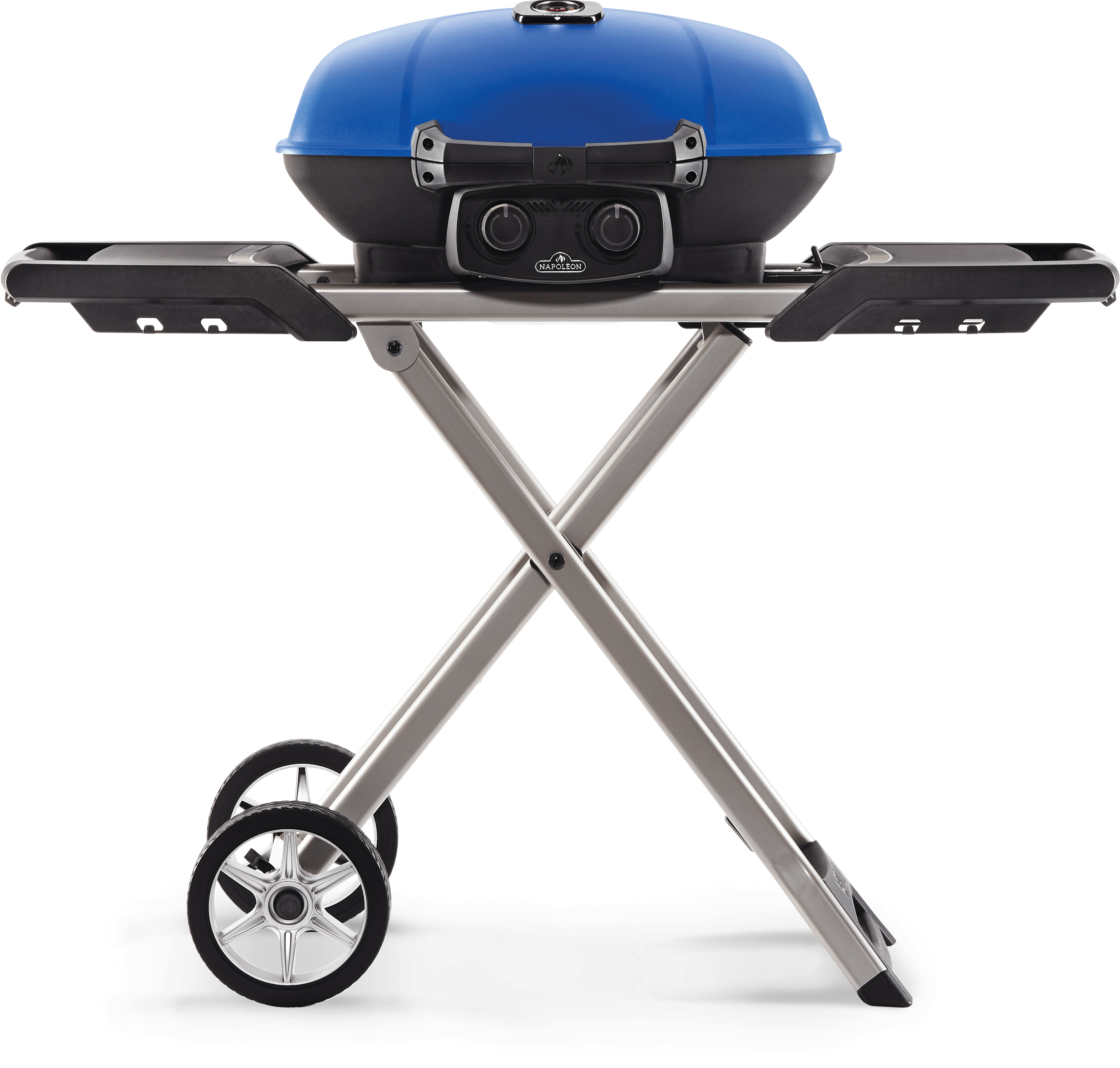 TravelQ™ 285X Portable Propane Gas Grill with Scissor Cart |  Blue